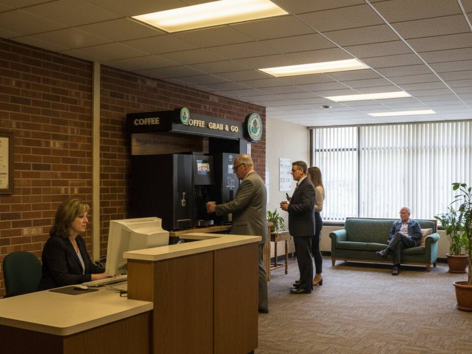 Kiosk in a building lobby